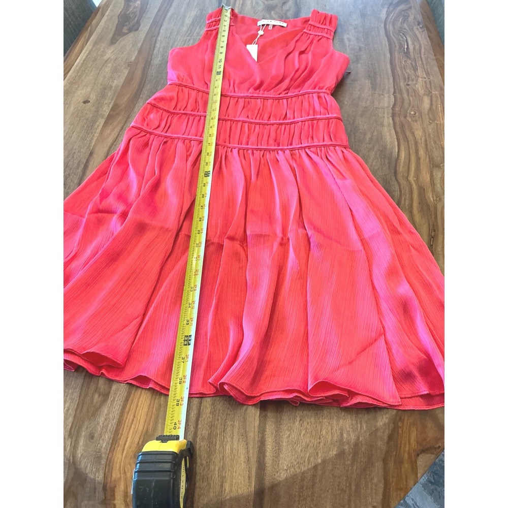 Trina Turk Islander Dress Watermelon Pink Smocked V-Neck Mini Dress Size 2 - Picture 6 of 15